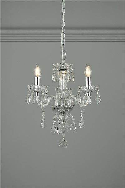(image for) Laura Ashley Harriet 3 Light Crystal & Polished Chrome Chandelier